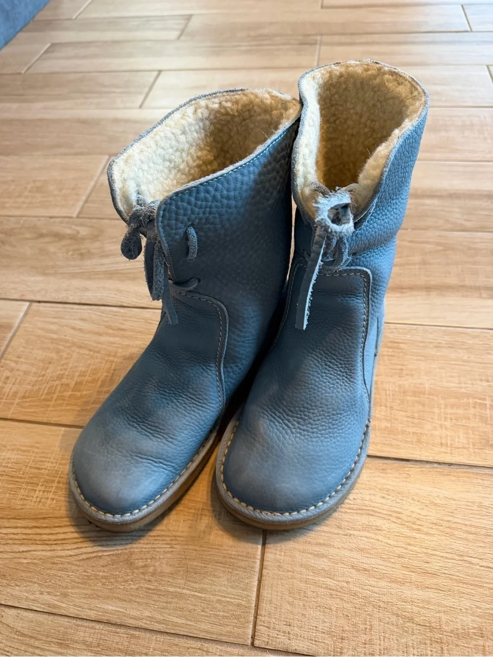 Duckfeet Arhus Blue Pebbled Leather Shearling Lined Boots Sz 39